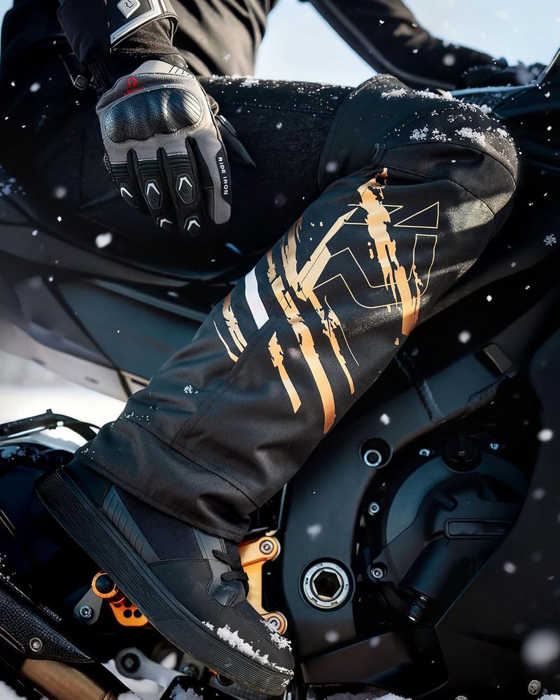RIDEIRON وسادات ركبة دراجة نارية مدفأة، هدايا دراجات نارية للرجال، وقت التسخين 6-10 ساعات، معدات حماية من المستوى 2 للدراجات الرباعية، التزلج، وركوب الثلوج - Image 2
